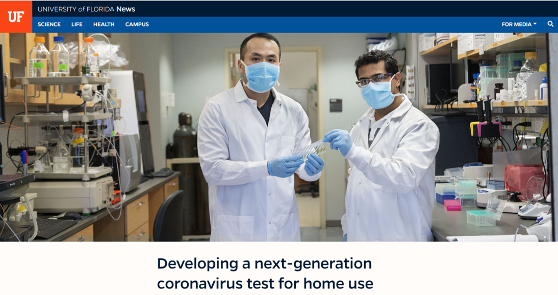 Our COVID-19 work highlighted on UF Homepage